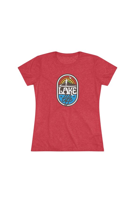 Women's "Lake Life Rainbow" Triblend Tee by Bird Island Outfitters