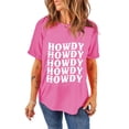 thumbnail image 1 of Women's Sachet Pink HOWDY Graphic Western Crew Neck Tee - Trendy Casual Wear | [ZhiHiMeRi] | (US 20-22)2XL, 1 of 7