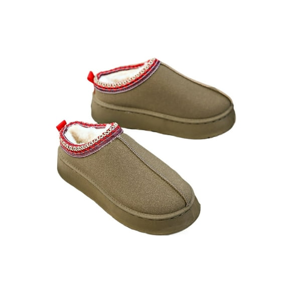 Women's Sage Green Contrast Print Suede Plush Lined Snow Boots - [ZhiHiMeRi] | (US 6)37