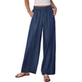 thumbnail image 1 of Women's Sail Blue Smocked High Waist Wide Leg Jeans with Side Pockets - [ZhiHiMeRi] | (US 4-6)S, 1 of 12