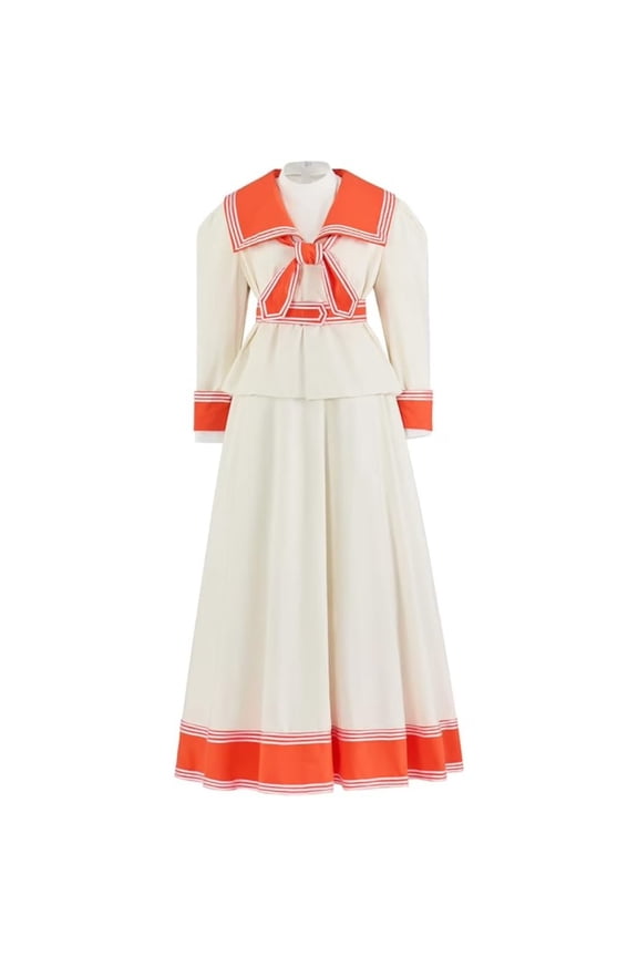 Women’s Sailor Collar Dress Victorian Edwardian Inspired Long Gown with Vintage Medieval Renaissance Style