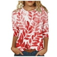 thumbnail image 1 of Women's Saint Vintage Casual Round Neck 3/4 Sleeve T-shirt Loose Top(Red,S), 1 of 5