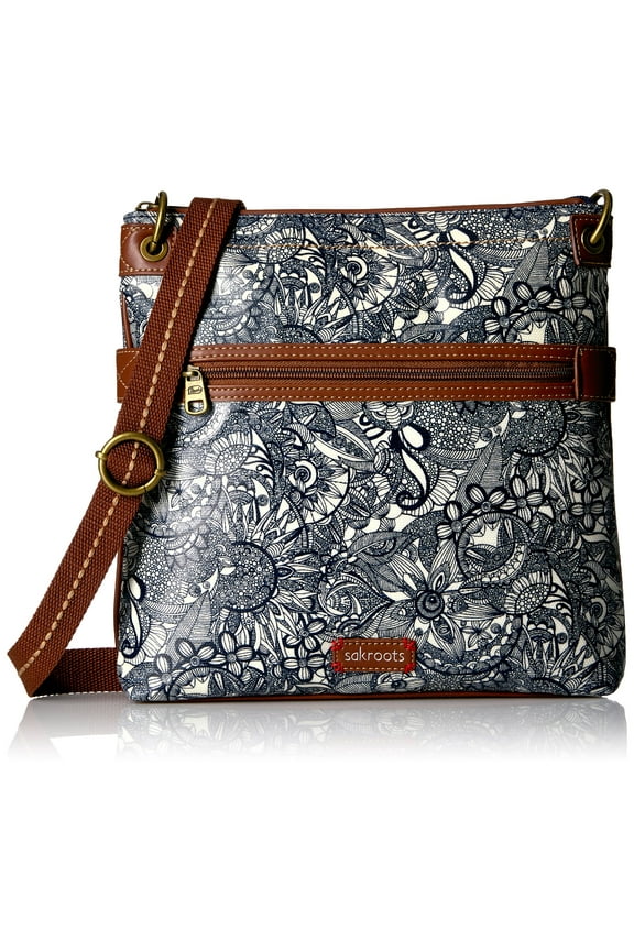 Women's Sakroots Artist Circle Flat Crossbody Navy Spirit Desert OSFA
