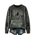 thumbnail image 1 of Women's Salem Broom Company Printed Sweatshirt Halloween Salem Witch Spooky Season Sweatshirt Crewneck Hocus Pocus Holiday Pullover Dark Blue XXXL, 1 of 3
