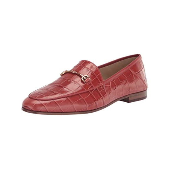 Sam Edelman Loraine Berry Almond Toe Slip On Stacked Heel Fashion Loafers (Berry, 8)