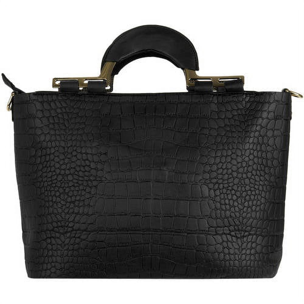 Women's Samba Over the Shoulder Leatherette Satchel Carrying Hand Bag with Shoulder Strap [Croc Skin Design]