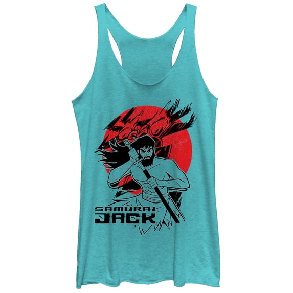 Women's Samurai Jack Katana Circle Racerback Tank Top Tahiti Blue Medium