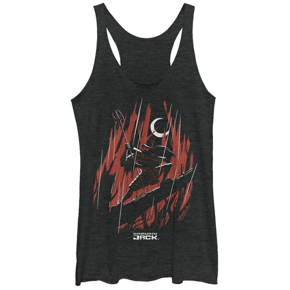 Women's Samurai Jack Streak Eclipse Racerback Tank Top Black Heather 2X Large