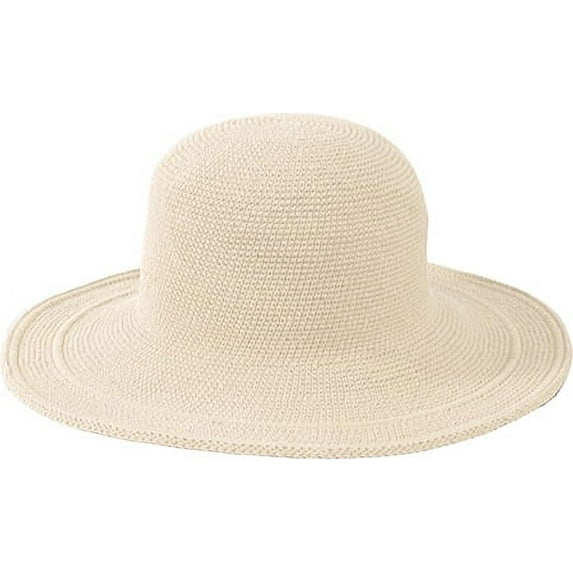 Women's San Diego Hat Company Cotton Crochet Hat Large Brim CHL5 Natural One Size (21)