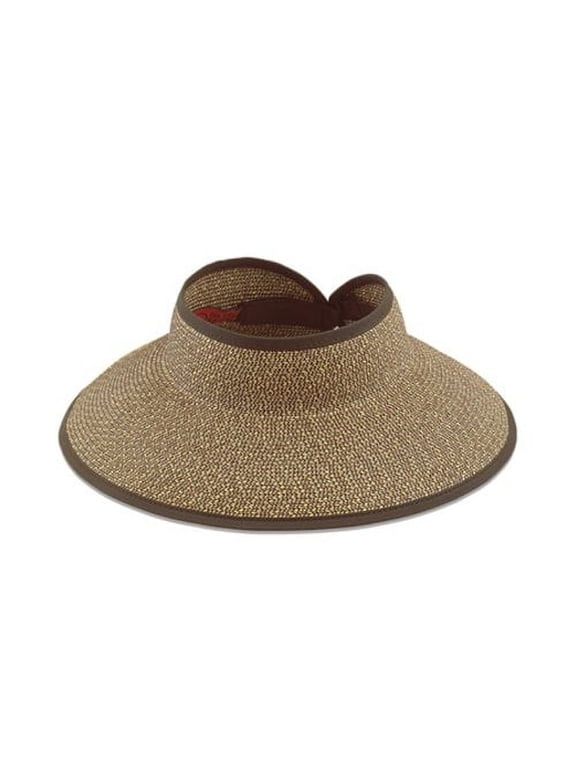 Women's San Diego Hat Company Large Brim Ultrabraid Visor Multi Brown One Size (21)