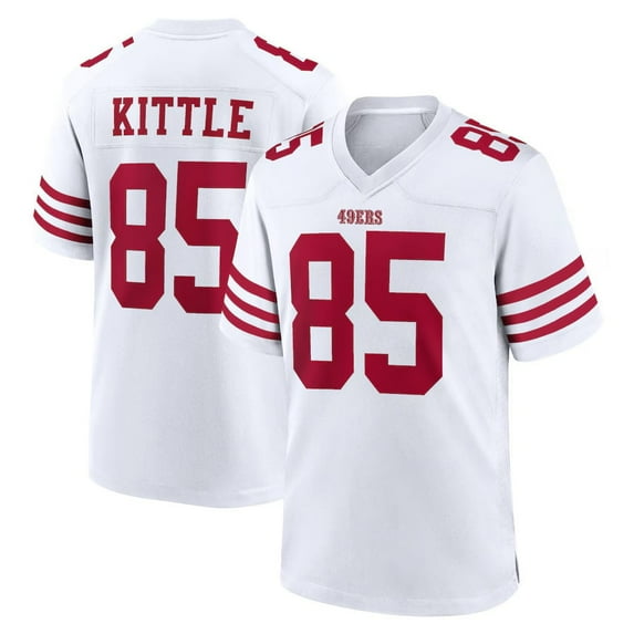 Women's San Francisco Kittle 85 White Stitched T-Shirts Sports Player Game Top, Large