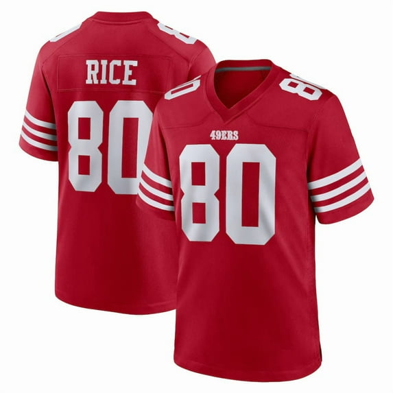 Women's San Francisco Rice 80 Scarlet Stitched T-Shirts Sports Player Game Top, XX-Large