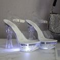 thumbnail image 1 of Women's Sandals 14cm High Heel Sexy Transparent Flower Glowing Crystal Thick Heel 10365 Series 14cm  LFD, 1 of 7