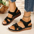 thumbnail image 1 of Women's Sandals, Arch Support Slides Fashion Casual Summer Hollow Wedge Heel Beach Thick-Soled Sandals, 1 of 5