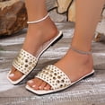 thumbnail image 1 of Women's Sandals Black Flat Studded Slides Open-Toe Slip-On Comfortable Lightweight Breathable Non-Slip Summer Beach Dressy Casual Wear,Beige 40, 1 of 5