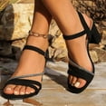 thumbnail image 1 of Women's Sandals Chunky Heel Open Toe Ankle Straps Peep Toe Comfortable Sandals Summer Women Rhinestone Dressy Casual Daily Party Shoes Black 40, 1 of 8