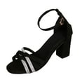 thumbnail image 1 of Women's Sandals Chunky Heel Open Toe Casual Daily Solid Color Ankle Strap Women Footwear Women's Fashionable Casual Versatile Summer Fashion Beach Shoes Black 5.5, 1 of 9