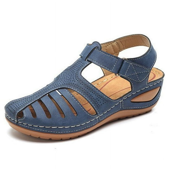 Women's Sandals Classics Summer Shoes for Women Summer Sandals Wedge Heels Sandalias De Mujer with Low Platform Footwear Female (Blue,42)