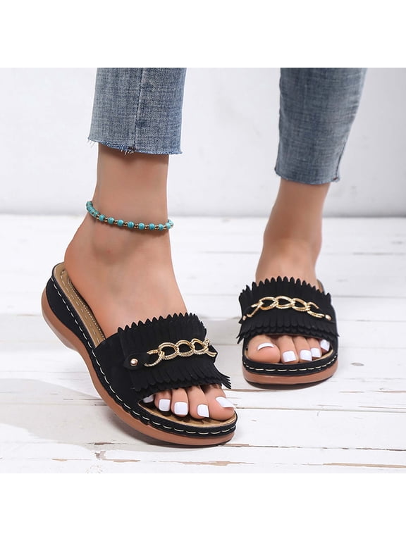 Women's Sandals Clearance Sale! Borniu Orthotic Sandals Plantar Fasciitis Slides for Flat Feet with Arch Support Comfortable Walking Sandals, Gift for Flat Feet Women