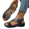 thumbnail image 1 of Women's Sandals Comfy Arch Support Orthopedic Walking Shoes Hook and Loop Open Toe Strappy Slingback Beach Shoes Blue Size 5.5, 1 of 6