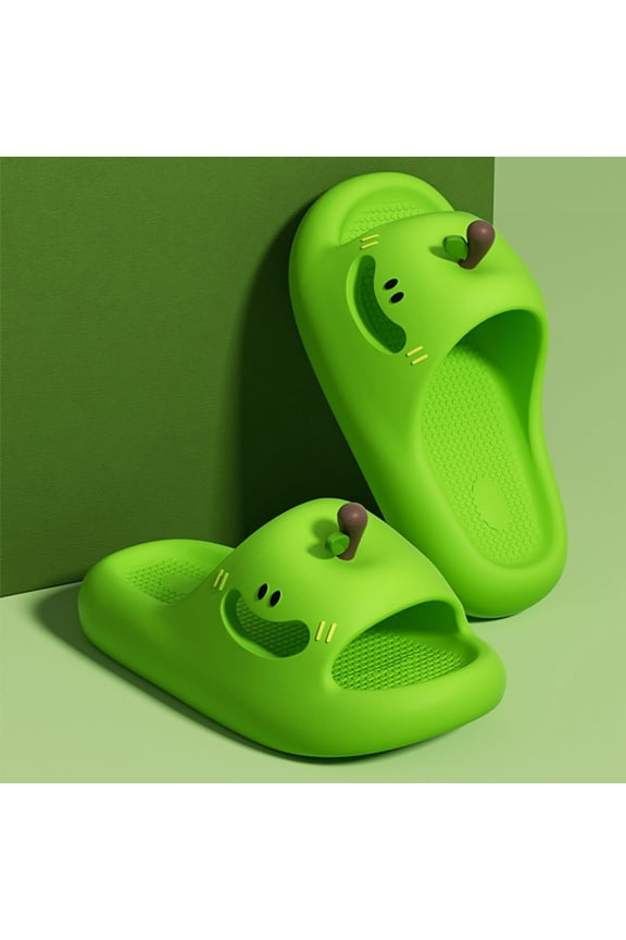 Women's Sandals,Cute Sandals for Women,Walking Sandals Women,Happy Face Thick Sole Slippers Women Slides Eva 1.4" Height Increase Indoor Shower Sandals Outdoor Travel Beach Sandals,Green,6.5