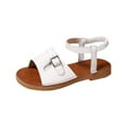 thumbnail image 1 of Women's Sandals Dressy Casual Summer Open Toe Buckle Ankle Strap Espadrilles Flatform Shoes Comfy Wedge Sandal White Women Sandal, 1 of 6