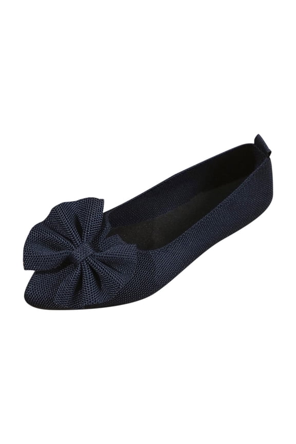 Women's Sandals Dressy Odoly Womens Sandals Women's Fashion Casual Spring And Summer Flying Woven Shoes Solid Color Bow Breathable Pointed Toe Flat Bottom Wedge Heel One-Foot Shoes Blue