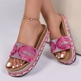 thumbnail image 1 of Women's Sandals,Flat Sandals for Women,Womens Dress Sandals,Platform Sandals,Womens Slide Sandals Cork Footbed Flat Sandals Open Toe Comfort Slip On Slippers for Summer,Hot Pink,7, 1 of 7