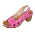 thumbnail image 1 of Women's Sandals Flat Scandals Womens Low Wedge Sandals 10 Wedge Strap Beach Shoes for Women Women 11 Comfy Casual Shoe Open Toe Hollow Flower Heel Slippers Pink 6.5, 1 of 8