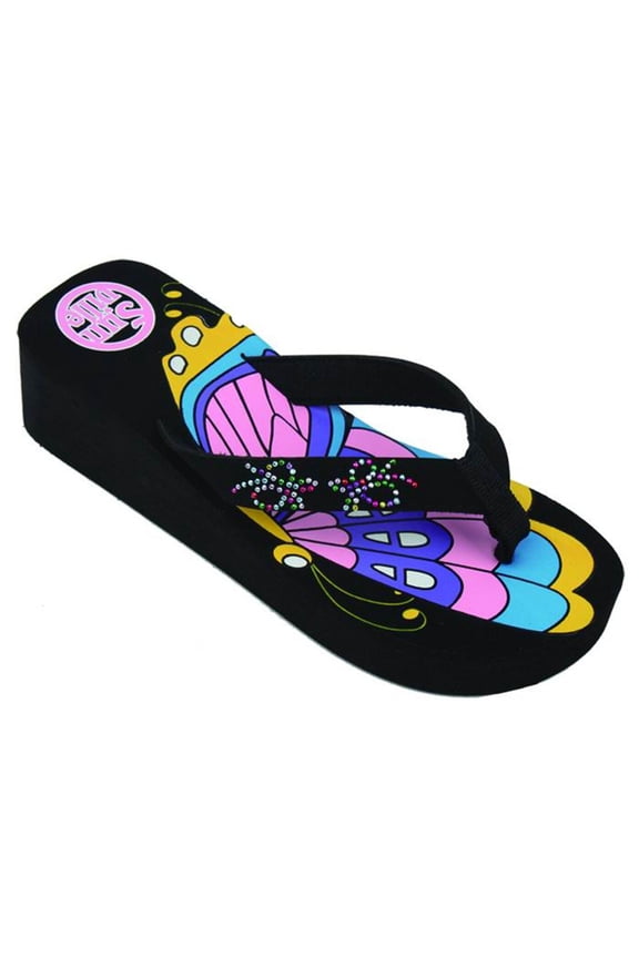 Women's Sandals Platform Wedge Studded Strap Butterfly Thong Flip Flops