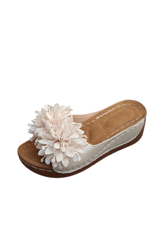 Women's Sandals & Slides Floral Sandals Slip On Sliders Outdoor Wedge Slippers Casual Holiday Pool Beach Sandals Mules Shoes Ladies Summer Shoes Footwear Size 5.5-9.5