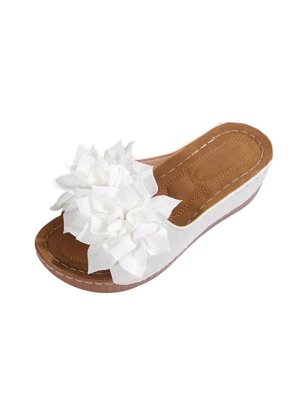 Women's Sandals & Slides Floral Sandals Slip On Sliders Outdoor Wedge Slippers Casual Holiday Pool Beach Sandals Mules Shoes Ladies Summer Shoes Footwear Size 5.5-9.5
