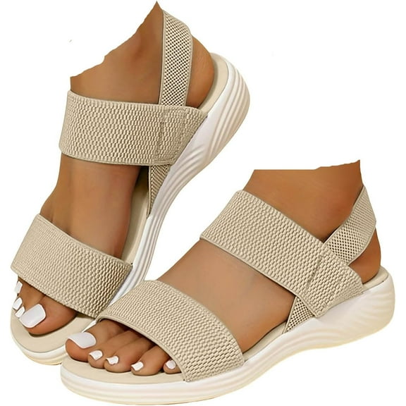 Women's Sandals Solid Color Platform Sandals Women Comfortable Walking Shoes Casual Beach Vacation Sandals
