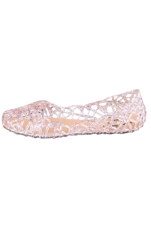 Women's Sandals Summer Beach Jelly Slip On Flats Hollow Casual Breathable Pumps Sandals for Women Pink Size 6