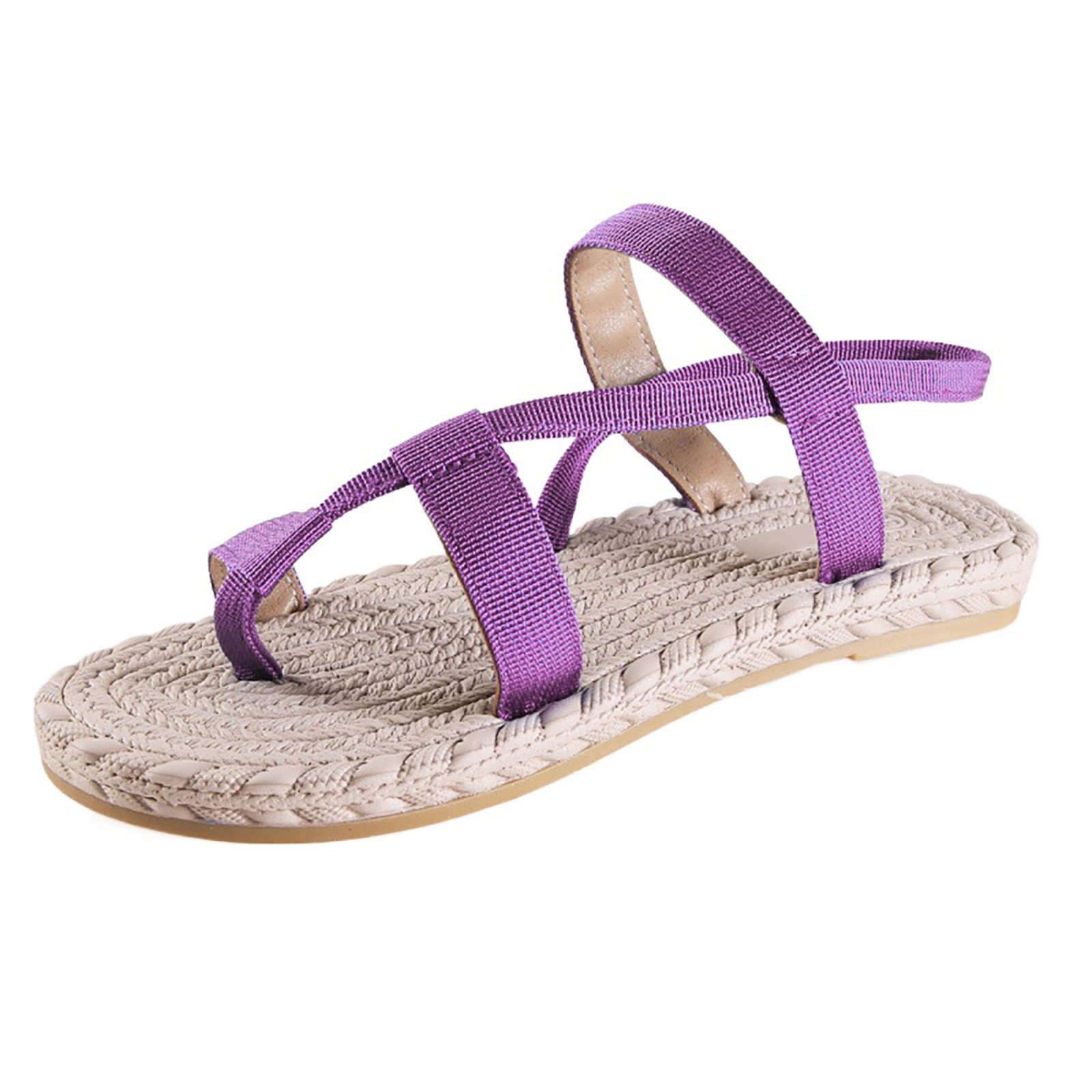 Women's Sandals Summer Korean Fashion Flat Bottom Roman Sandwich Toe ...
