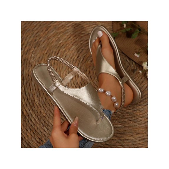 Women’s Sandals Thong Elastic Ankle Strap Beach Walking Slides