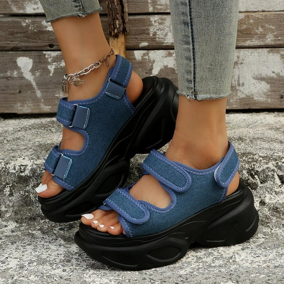 Women's Sandals Wedge Open Toe Summer Daily Shoes Fashion Casual Spring Summer Solid Color Comfortable Breathable Round Toe Open Toe Thick Bottom Wedge Heel Sandals