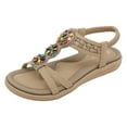 thumbnail image 1 of Women's Sandals Women Clip Toe Sandals Jelly Beach Flip Flops Female Students Korean Fashion Wear Summer Flat Sandals Khaki 40, 1 of 8