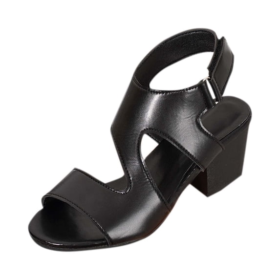Women's Sandals Women Oofos Sandals Womans Sandals Women's Fashion Casual Versatile Open Toe Spring And Summer Comfortable Back Zipper Roman High Heel Sandals Black