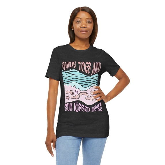Women's Sandy Toes and Sun-Kissed Noes Trendy Beach Cotton Shirt