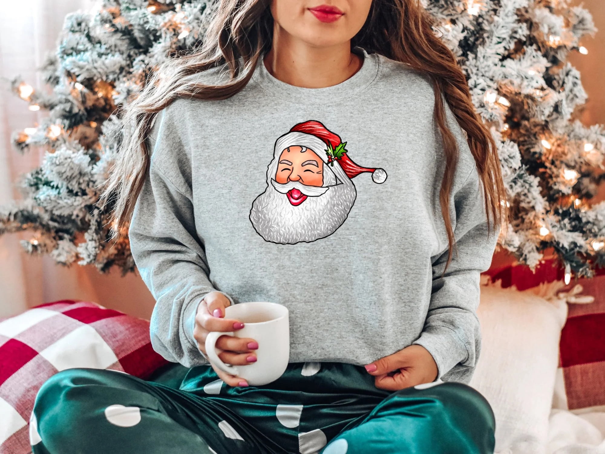 Women's Ugly Christmas Sweater Dress - Cute Santa Snowflake Knit Pullover Mini Dress