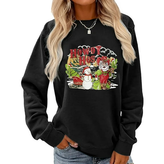 Women's Santa Claus Snowman Graphic Sweatshirts Crewneck  Fall Winter Fashion Christmas Clothes