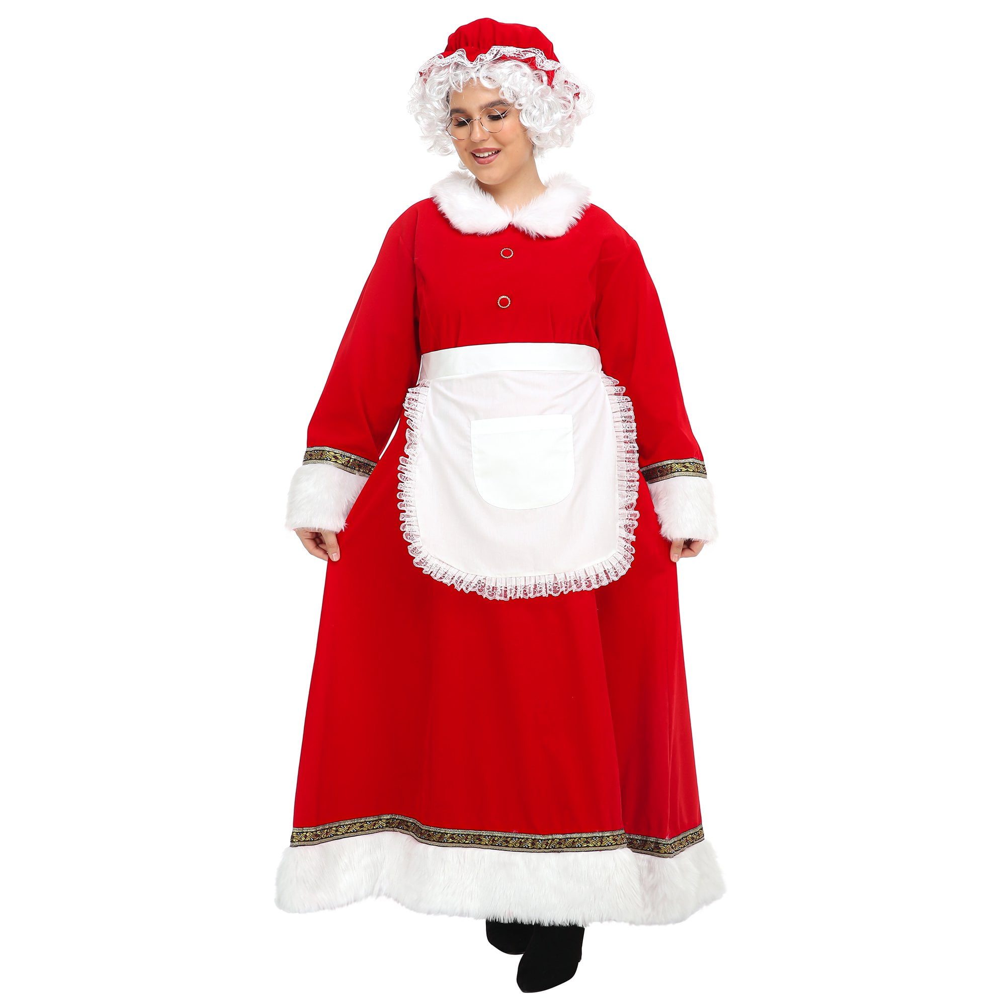 santa dress womens Women's Costume Mrs. Claus Christmas Costume Santa Cosplay -L Color:Fern Bengaline WEEK3425_20250817 Joey King's 'Refreshing' Lace Christmas outfit Product Details This 70s