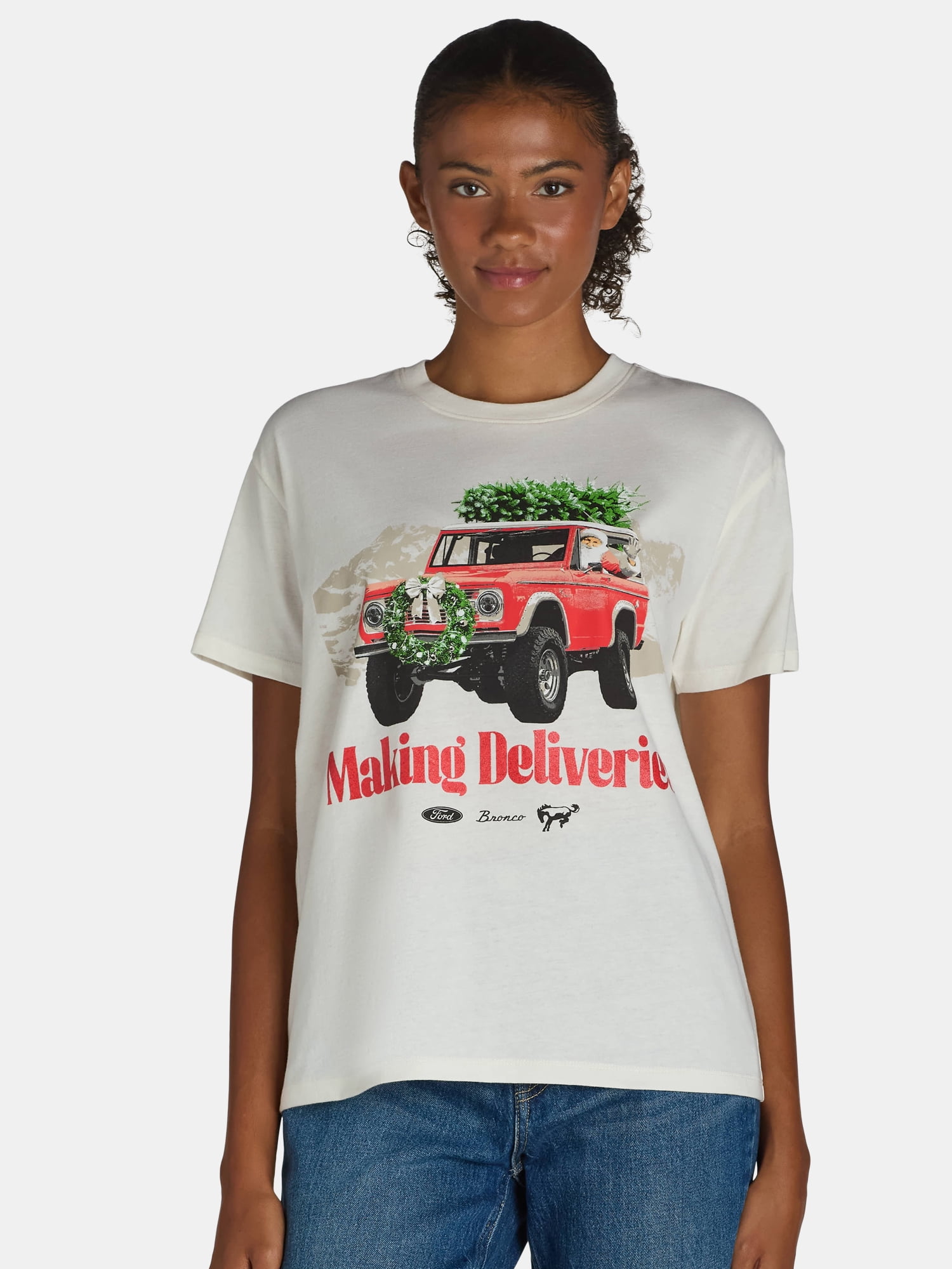 Women’s Santa Ford Bronco Graphic Print Tee, Sizes XXS-XXL