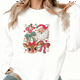 thumbnail image 1 of Women's Santa Reindeer Christmas Graphic Breathable Sweatshirt Festive Graphic Top Round-neck long-sleeved white S-3XL, 1 of 5