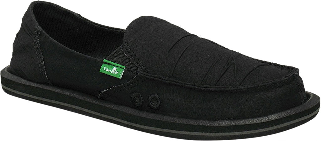 Women's Sanuk Shuffle Slip-On Black Canvas 7 M - Walmart.com