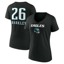Women's Saquon Barkley Black Philadelphia Eagles Name & Number Team Wordmark V-Neck T-Shirt