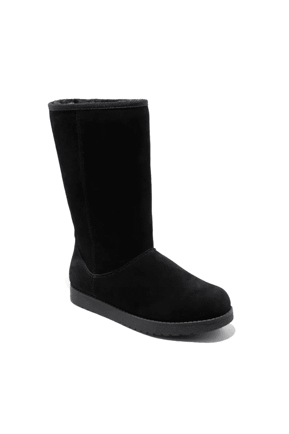 Women's Sarah Black Leather Suede Faux Shearling Mid Calf Winter Boots 8