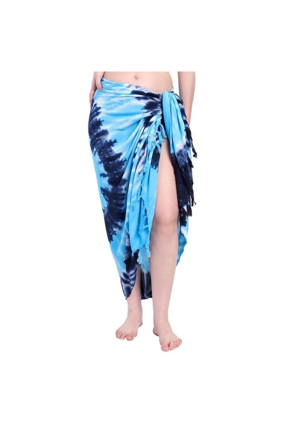 Womens Sarong Pareo Wrap Skirt Ombre Tie Dye Rayon Swimsuit Coverups, Sheer Bikini Wrap, Swimwear Bathing Suit Cover Up, Lightweight Beach Cover Up Dress, Summer Wrap Skirt for Women