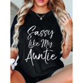 thumbnail image 1 of Women's Sassy Auntie Graphic Breathable T Shirt Casual Comfortable Short Sleeve Round Neck Top Black S-5XL, 1 of 5